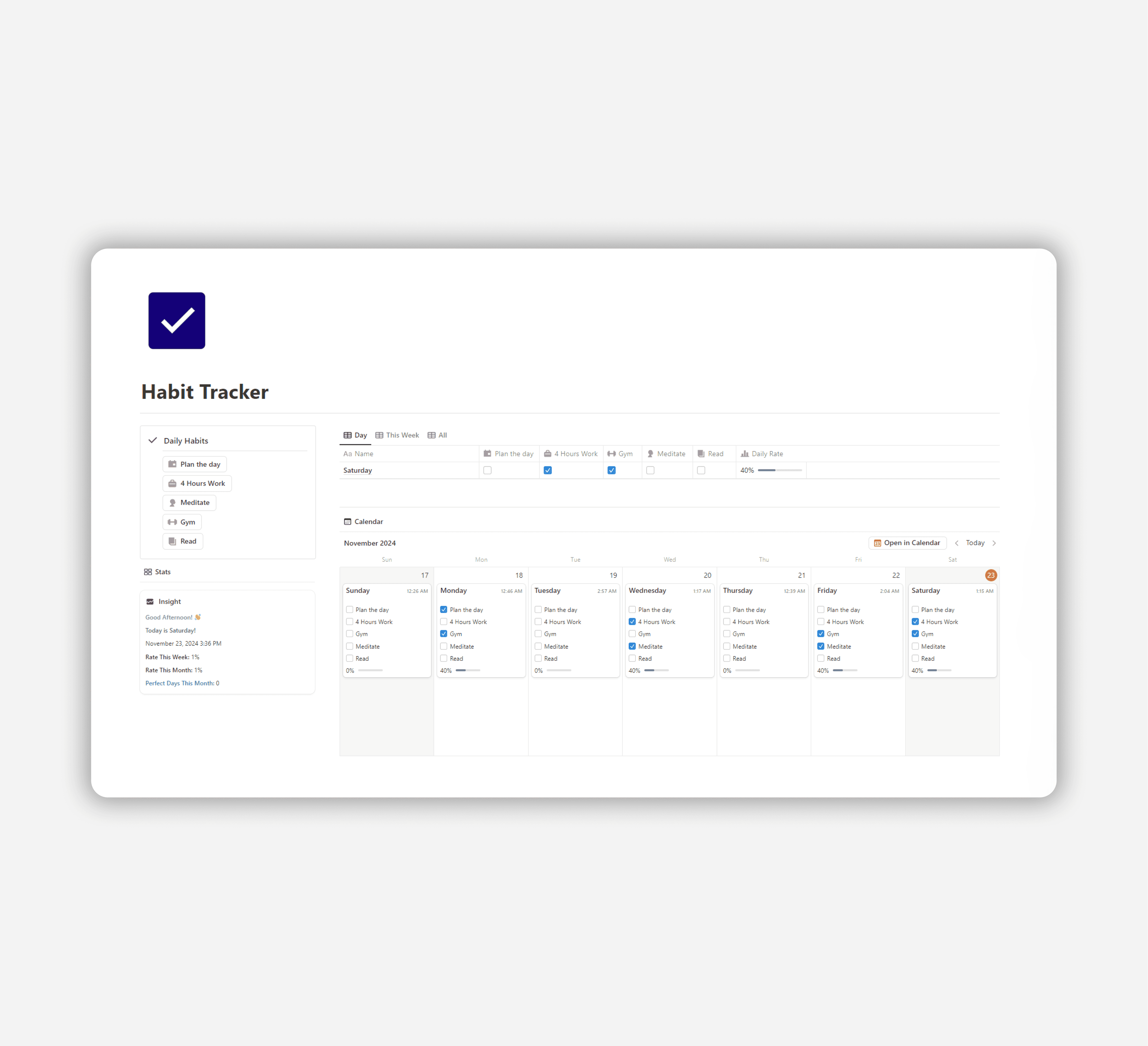 Habit Tracker - Free Notion Template