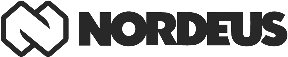 Nordeus logo - a gaming company. Featuring the Nordeus logo in black color, on white background.