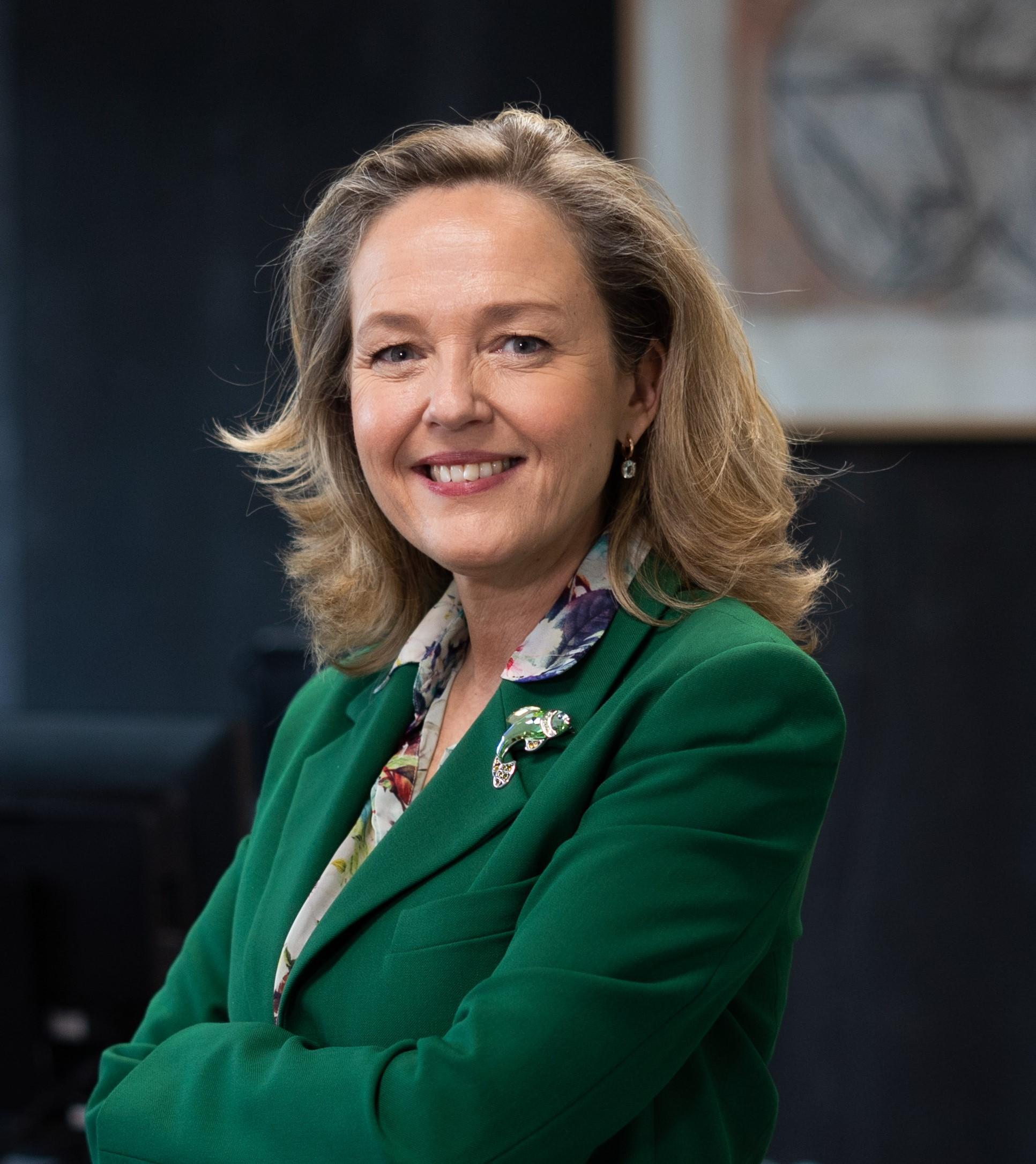 A woman working in an office