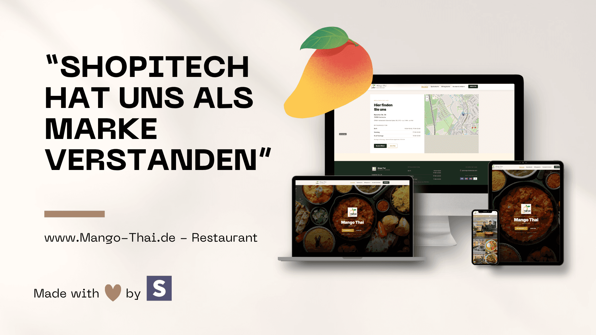 Einblick in den Webauftritt des Mango Thai Restaurants