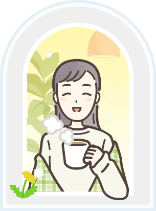 窓から顔を出す女性のイラスト。