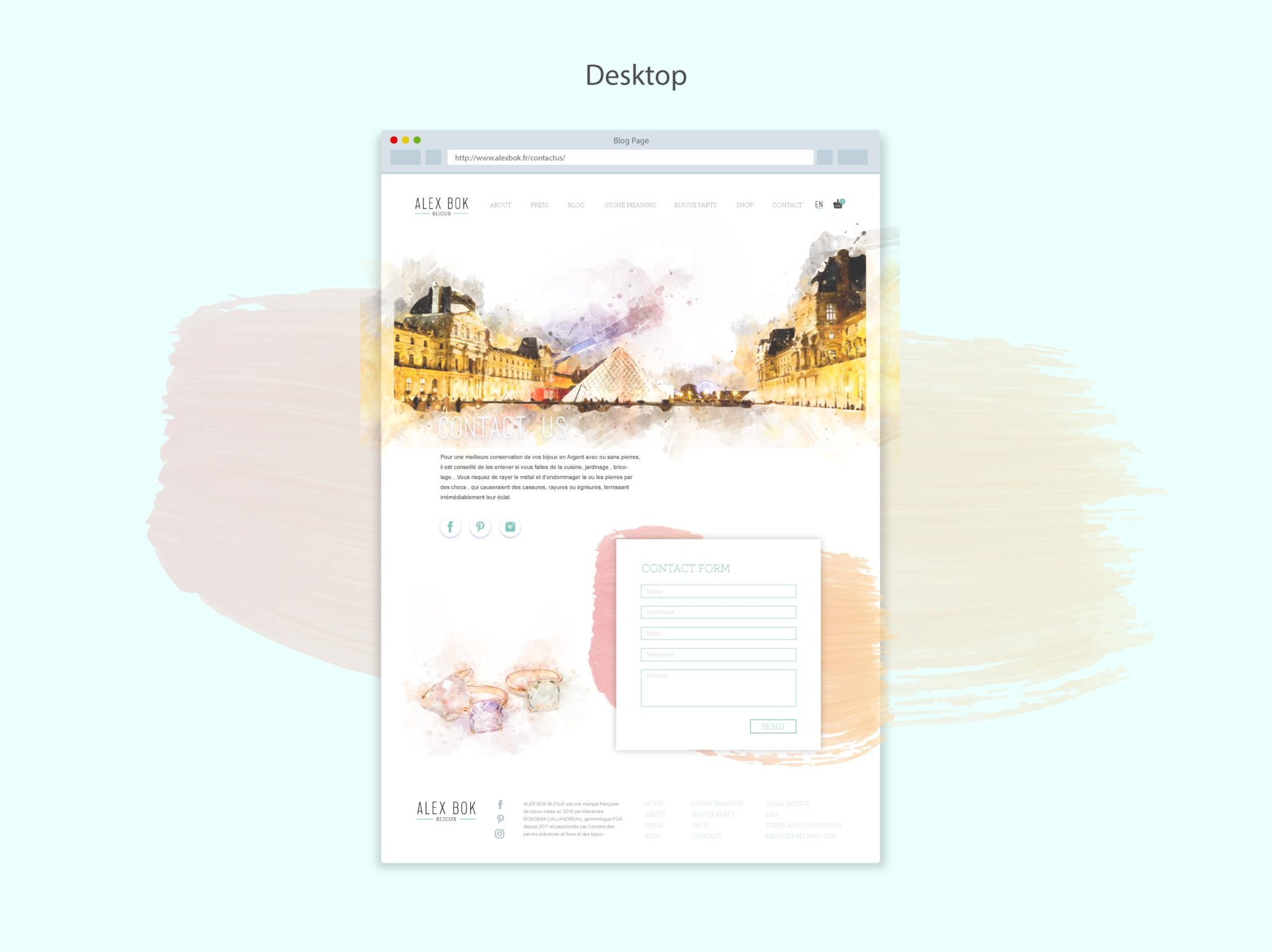 ALEX BOK website Contact by Suzaku Productions