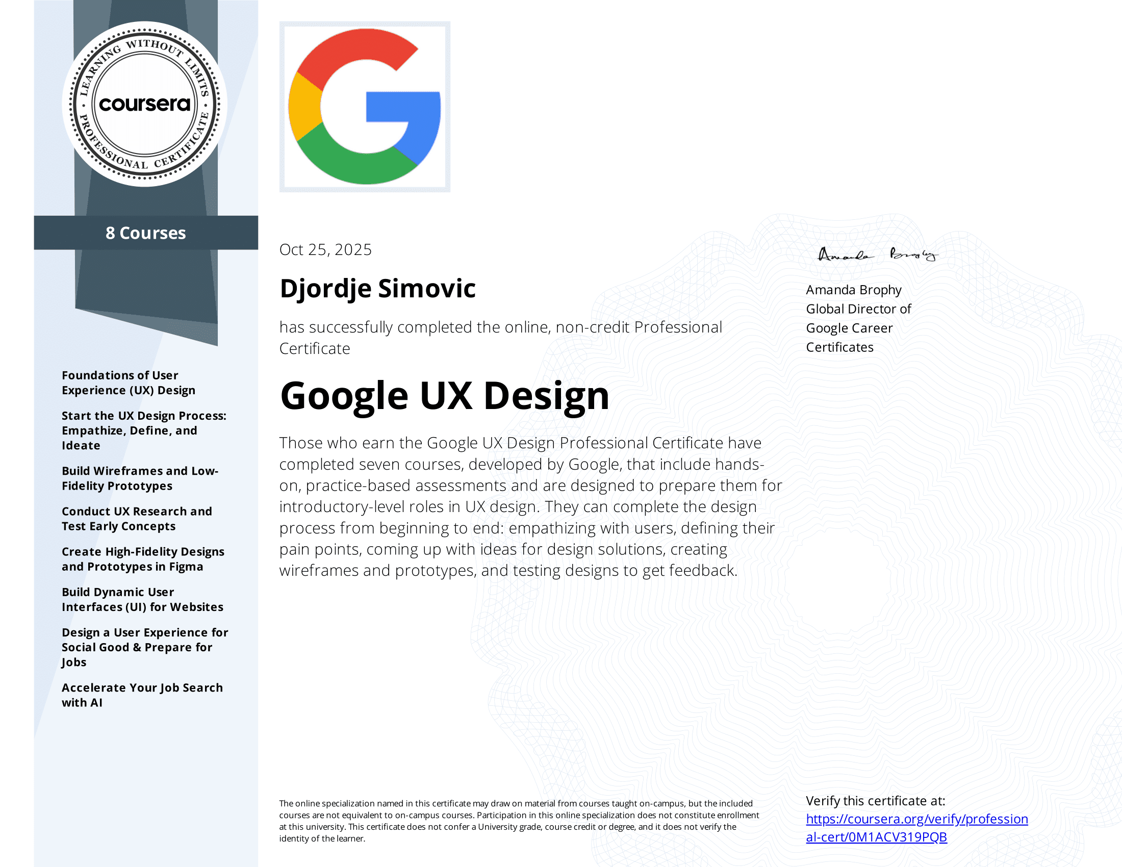 My Google UX Design Certificate
