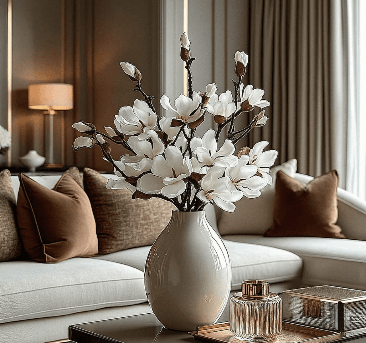 village near cliff and body of water under white clouds