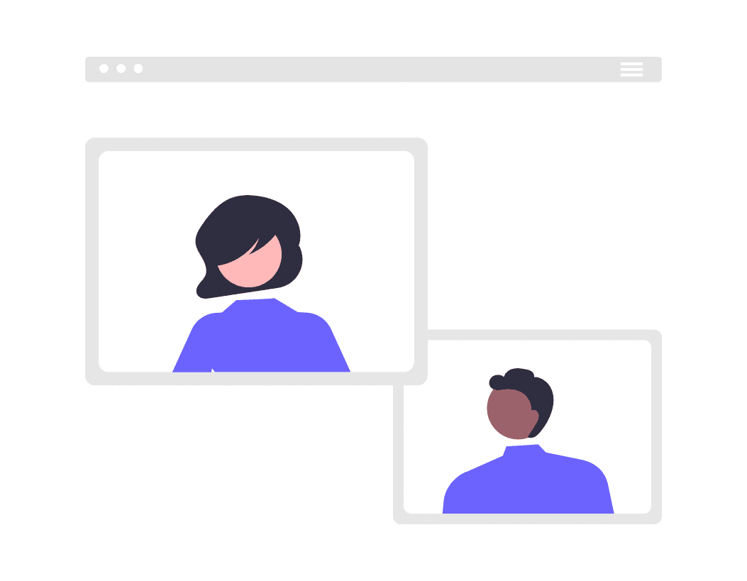 An abstract photo of two individuals having a meeting online.