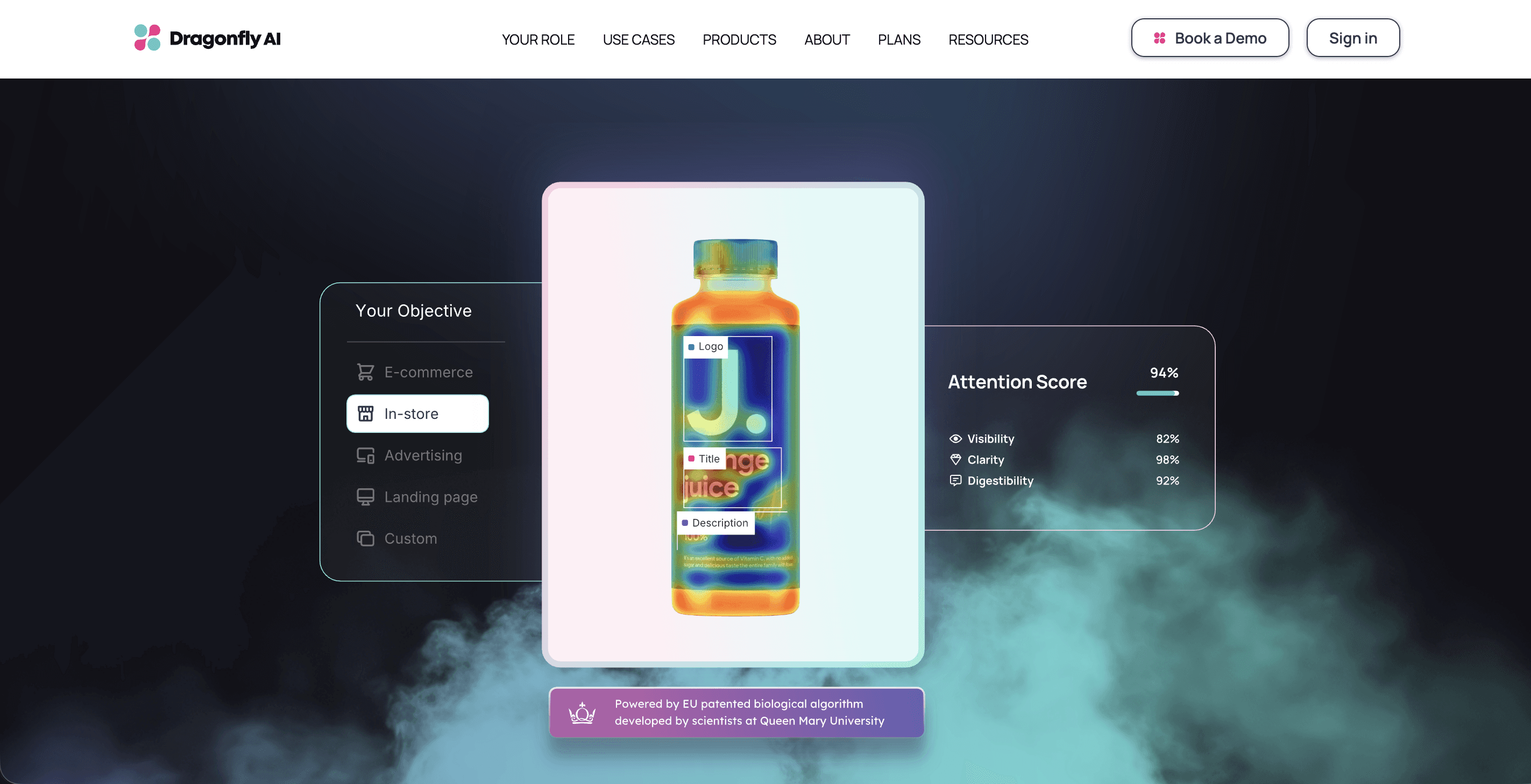Website Dashboard Landing page for Dragonfly AI