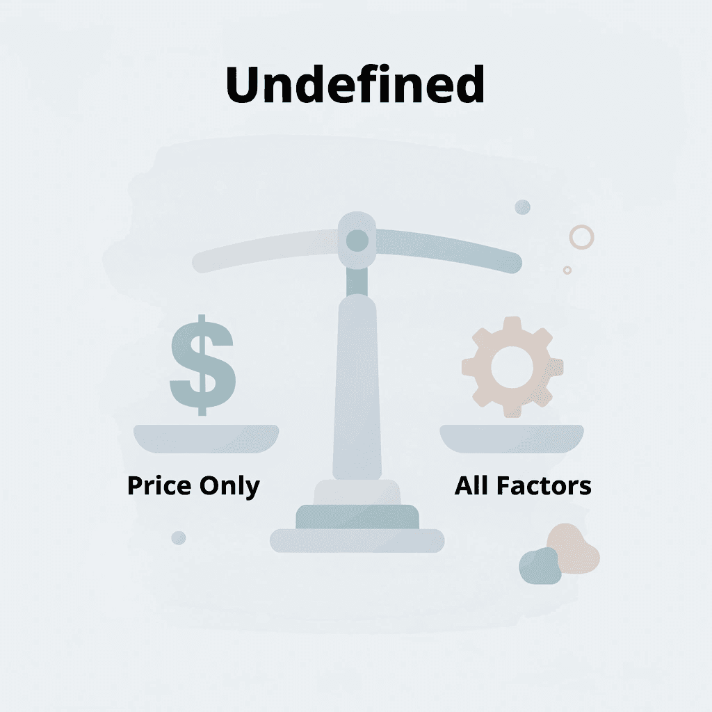 Balance scale comparing price-only decisions versus considering all factors - Types of T-Shirt Printing 