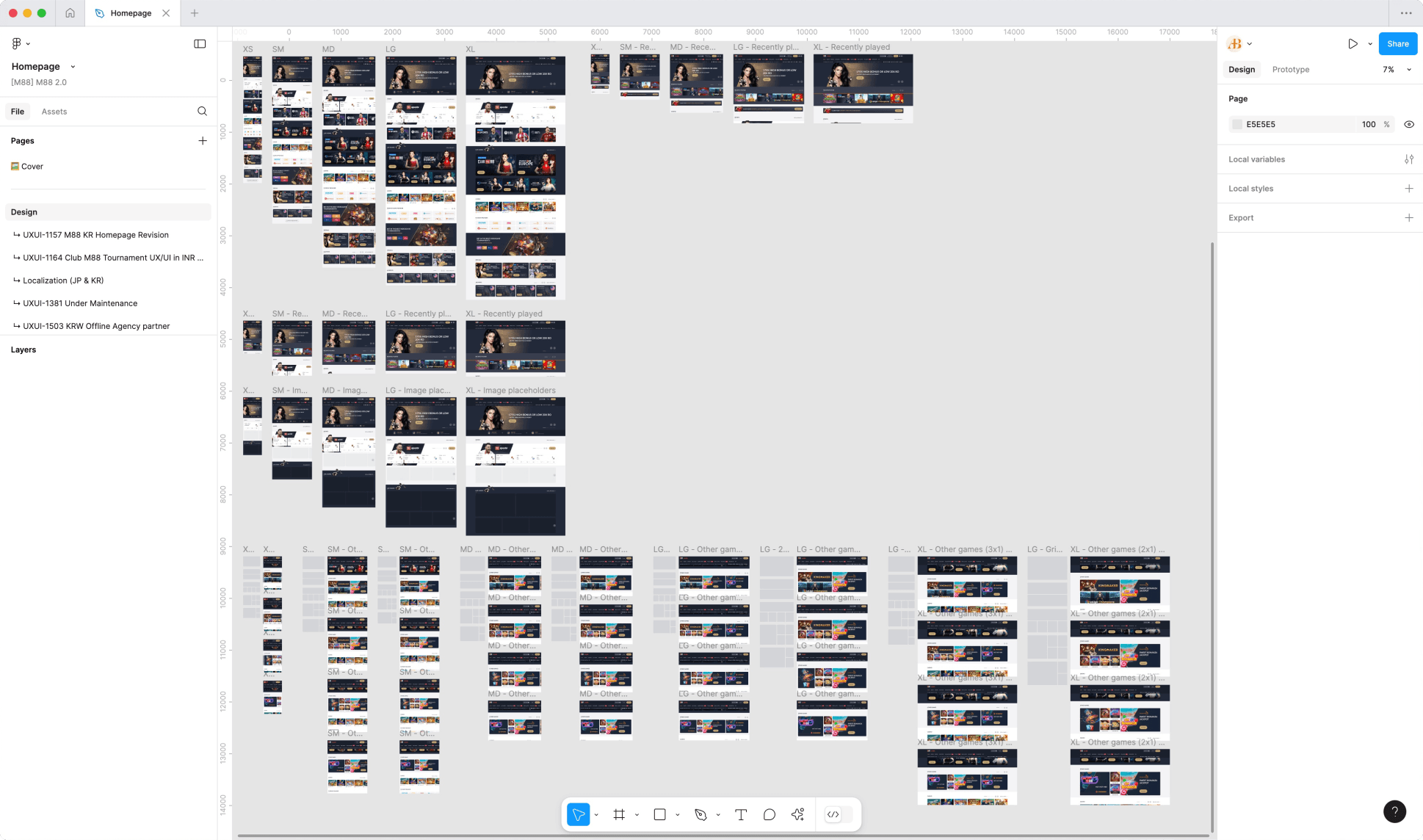 M88's homepage mockups page