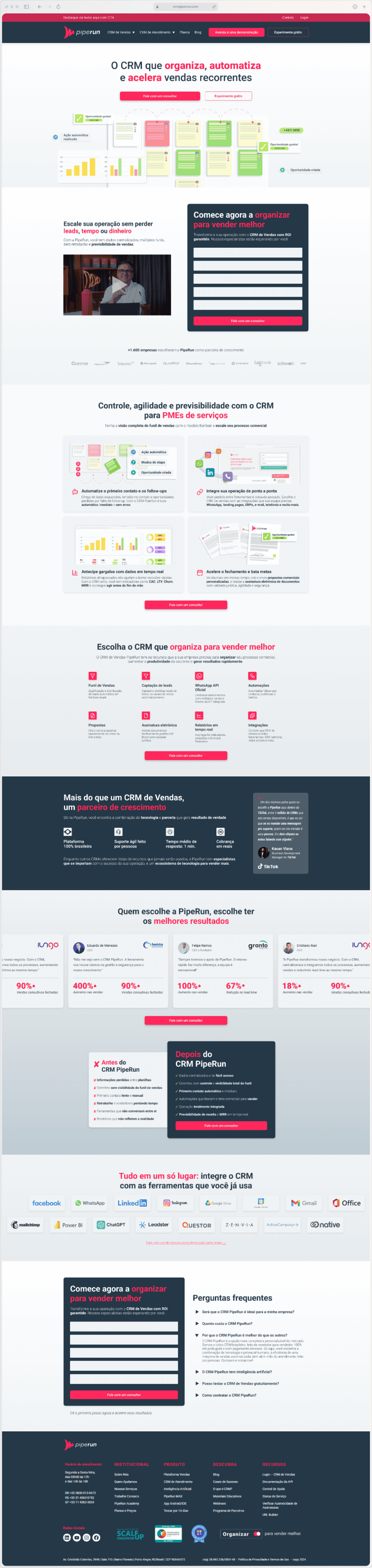 Full Page Website CRM PipeRun