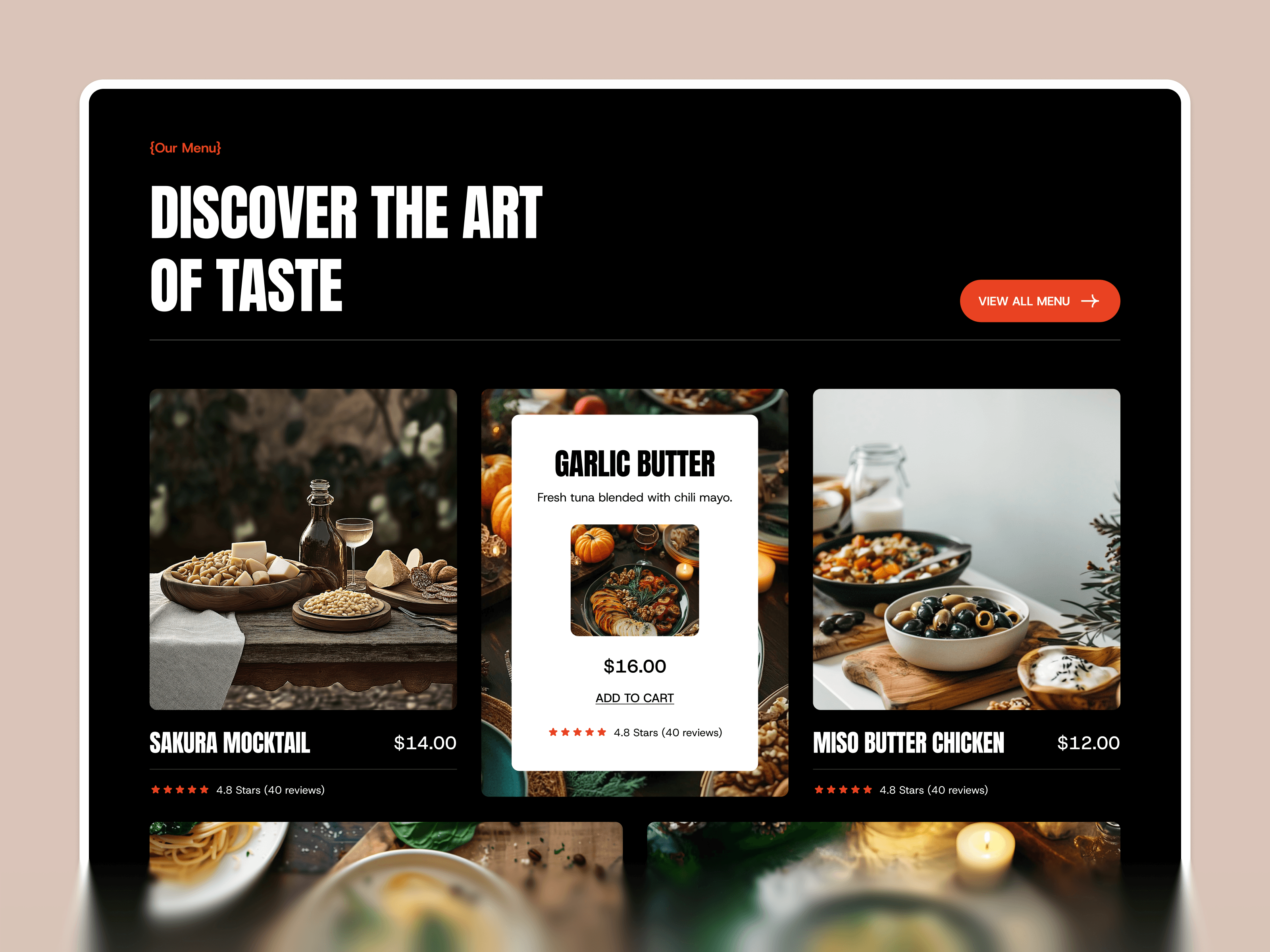 restaurant framer template