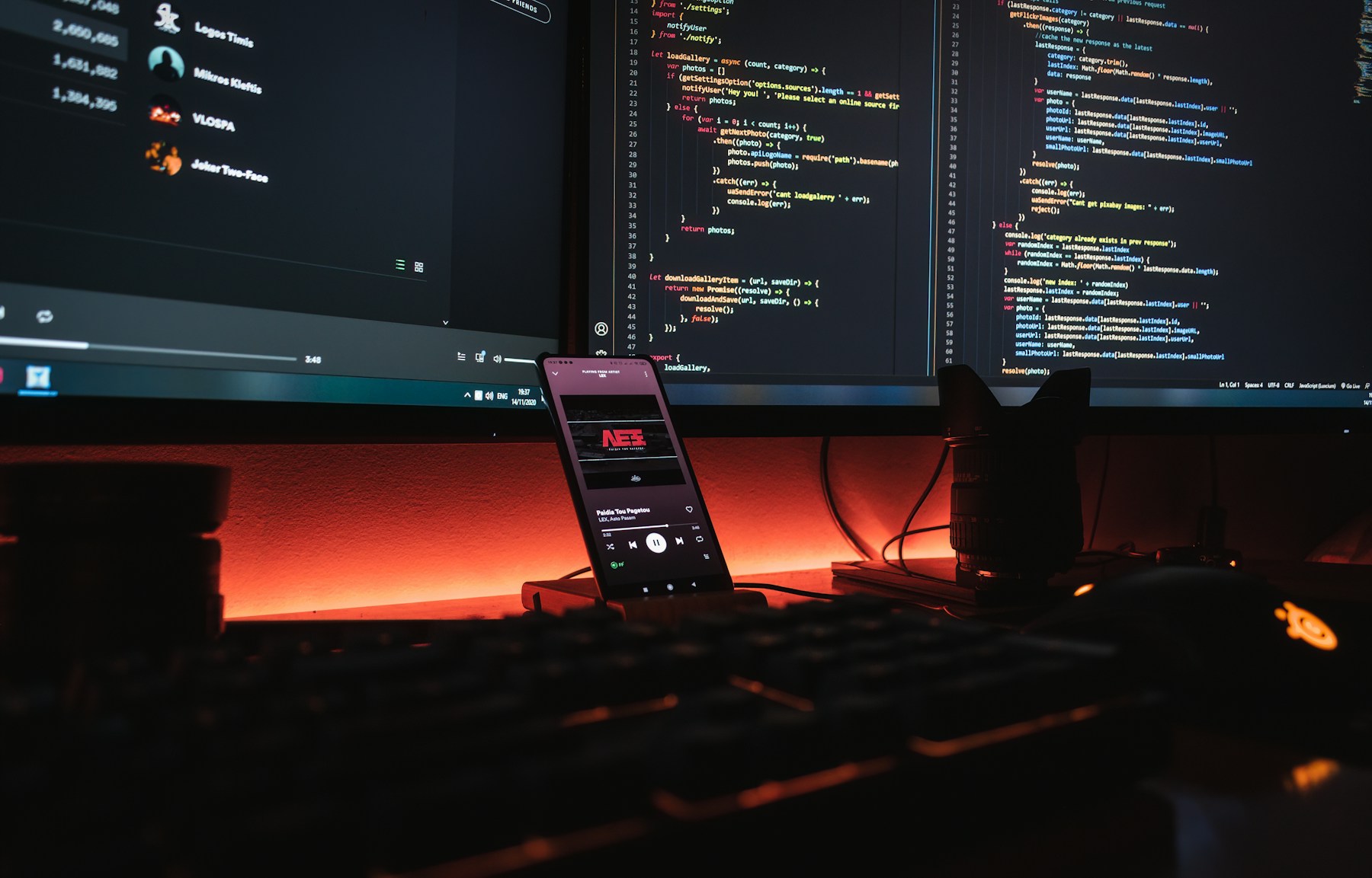 A development workspace showing code, interface implementation, and system-level thinking.