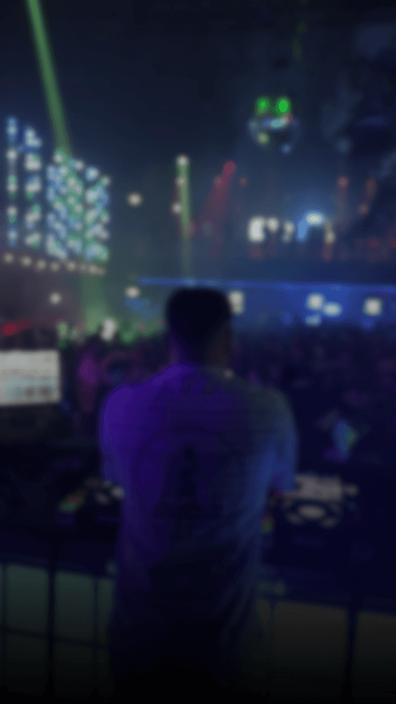 Picture of a DJ in a club, standing for "Social Media Clips"