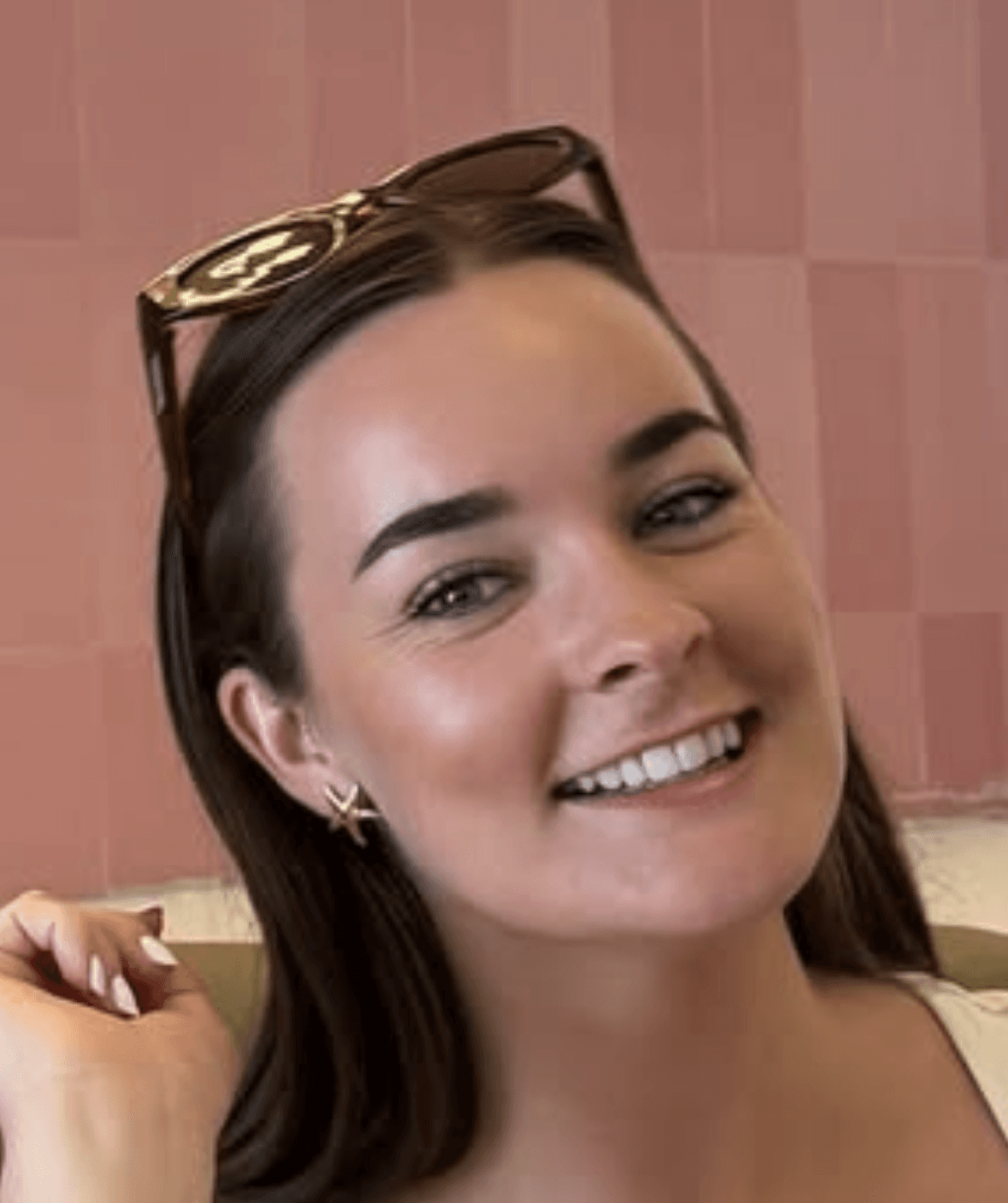 cute girl in red top