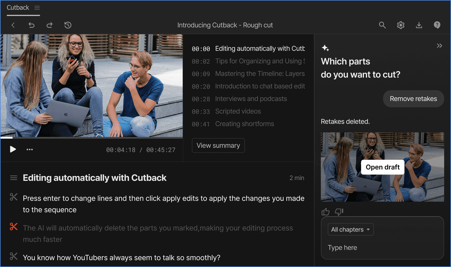 cutback auto rough cut screenshot