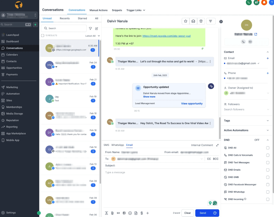 Conversation Centre to monitor all lead interactions