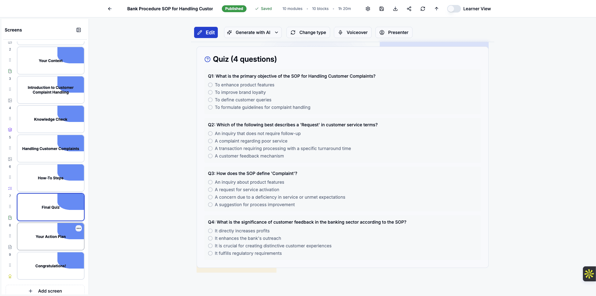 Your Action Plan helps learners apply what they've learned to real-world scenarios.