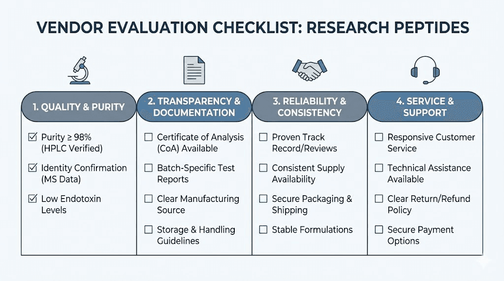 Research peptide vendor evaluation checklist for buying cagrilintide