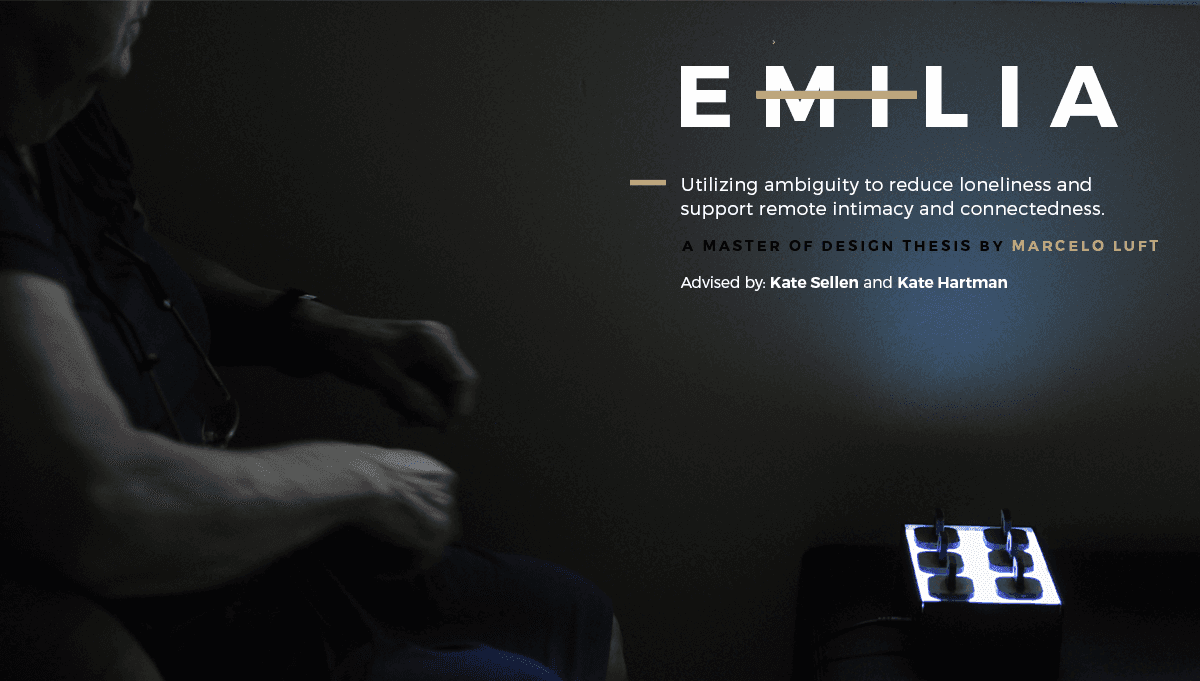 Thesis Cover. Emilia: Utilizing ambiguity to reduce loneliness and support remote intimacy and connectedness.