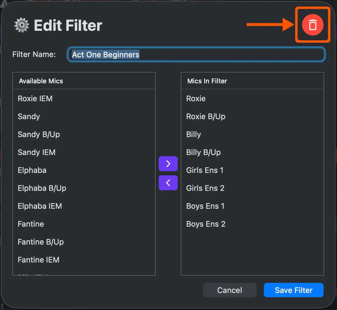 Edit and delete a filter