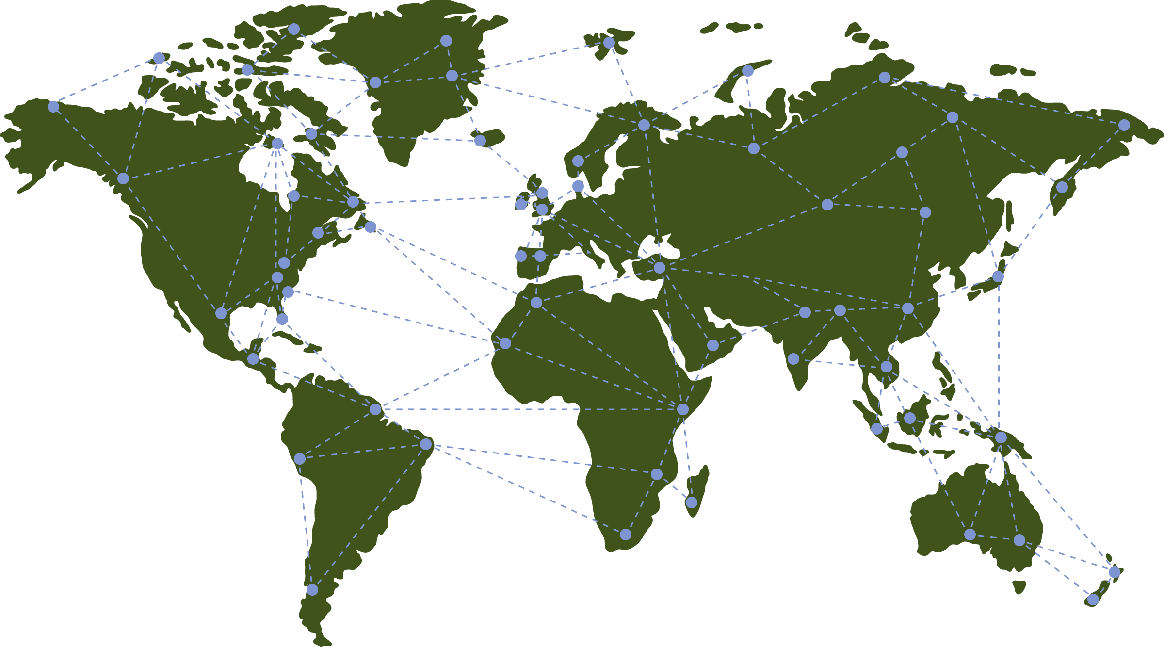 A world map illustrating GRC's global connections.