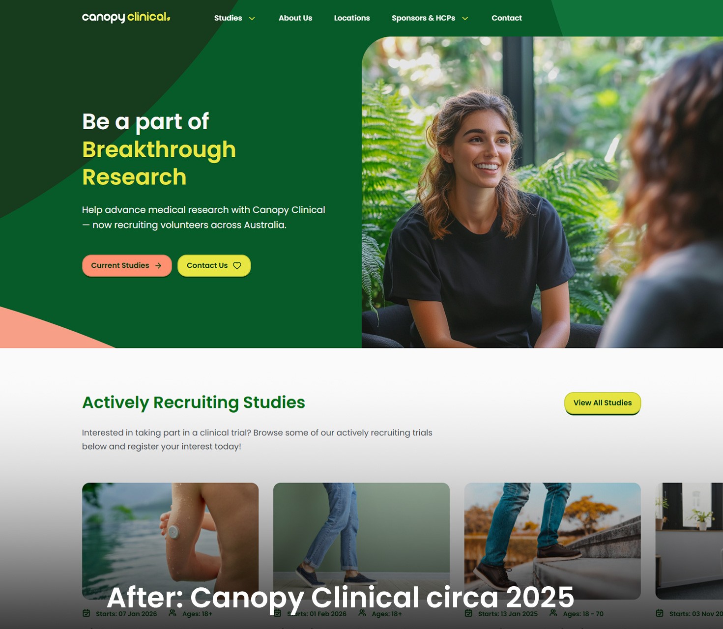 Canopy CR Clinical Research Website After UX Consultant Sydney ux design sydney