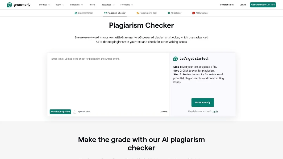 7 Essential What Is The Best Plagiarism Checker Tools 2026 - 3. Grammarly Plagiarism Checker