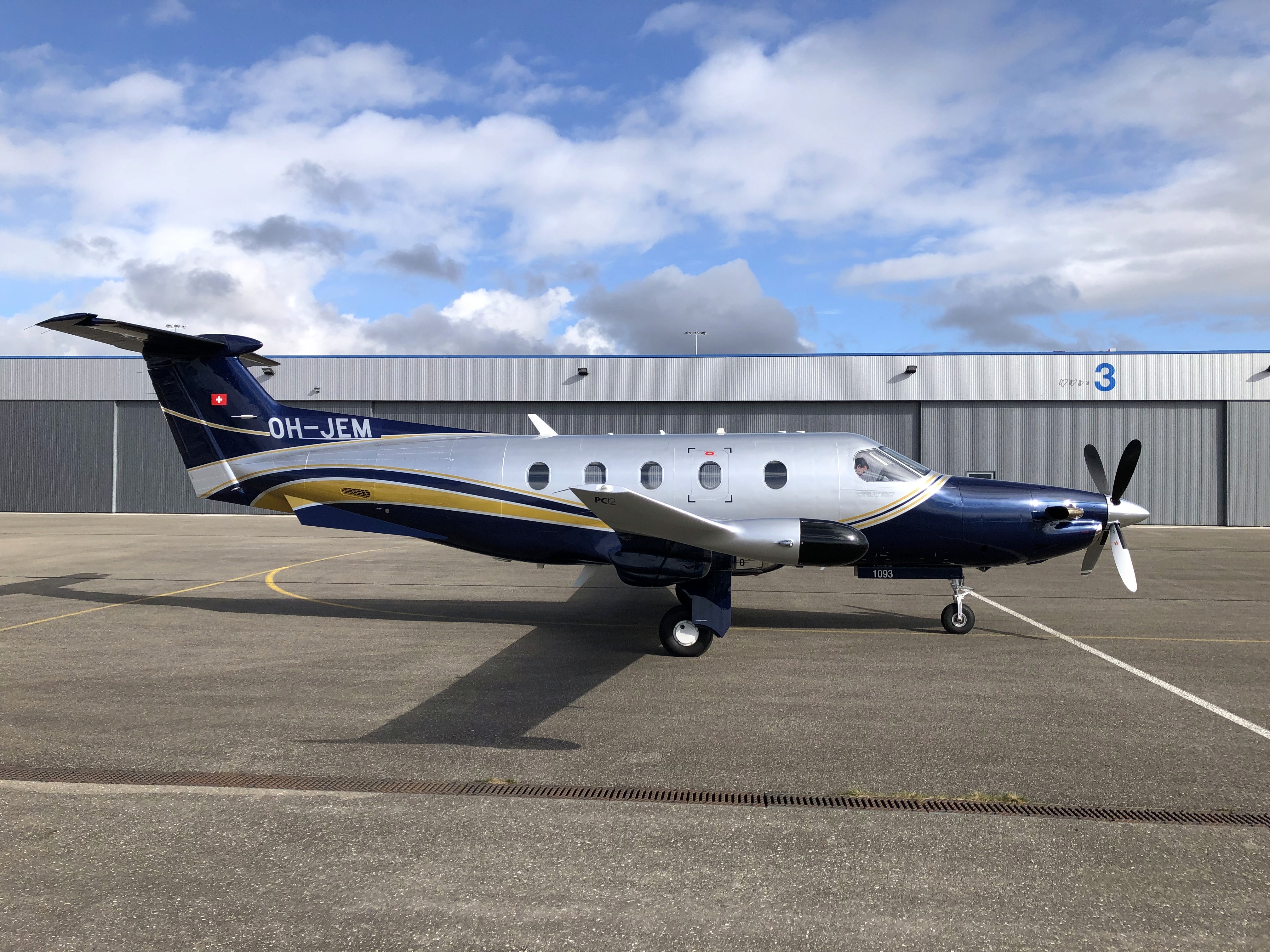 Pilatus PC-12 parked at Lausanne airport