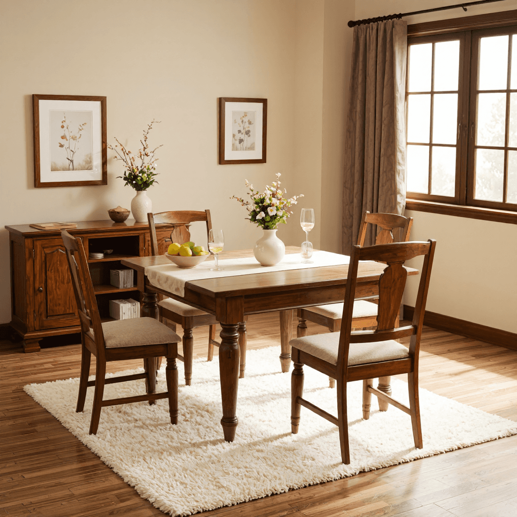 product photography of wooden dining set