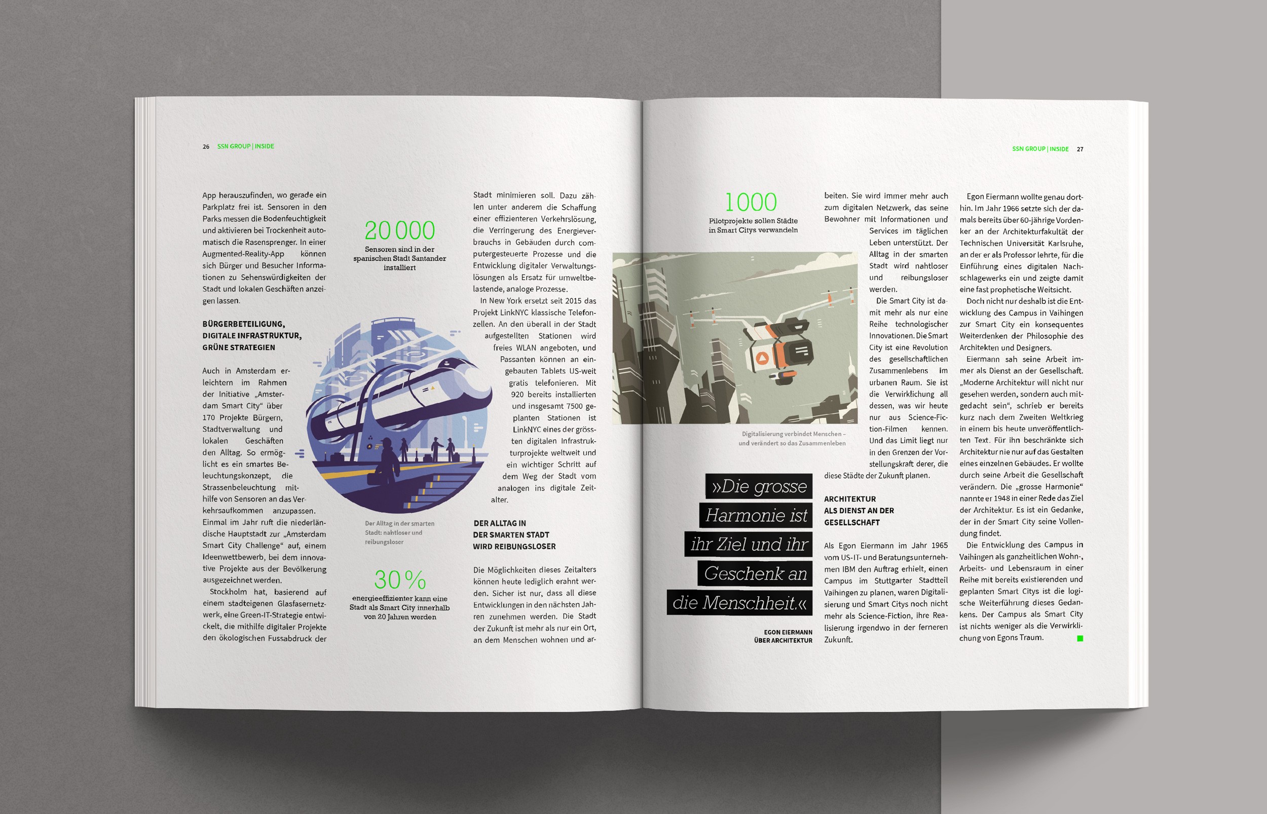 Editorial Design für das Magazin INSIDE – präzise Raster, klare Bildsprache und typografische Balance