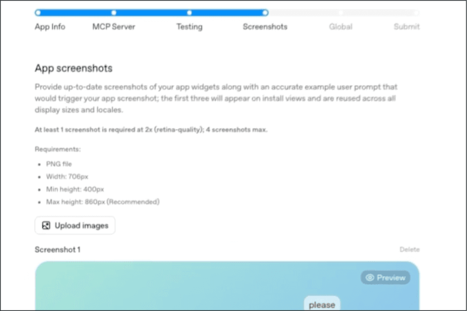 ChatGPT Apps submission form