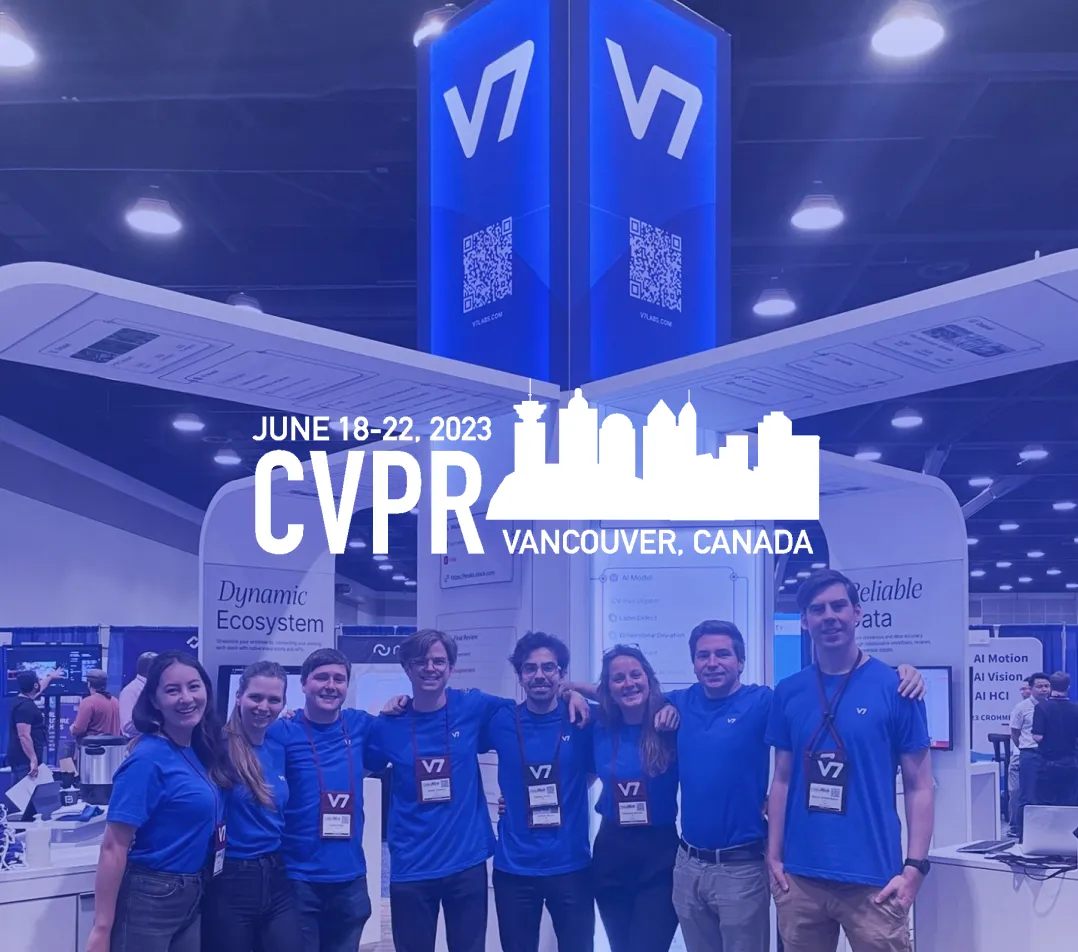 CVPR logo over an image of the team attending