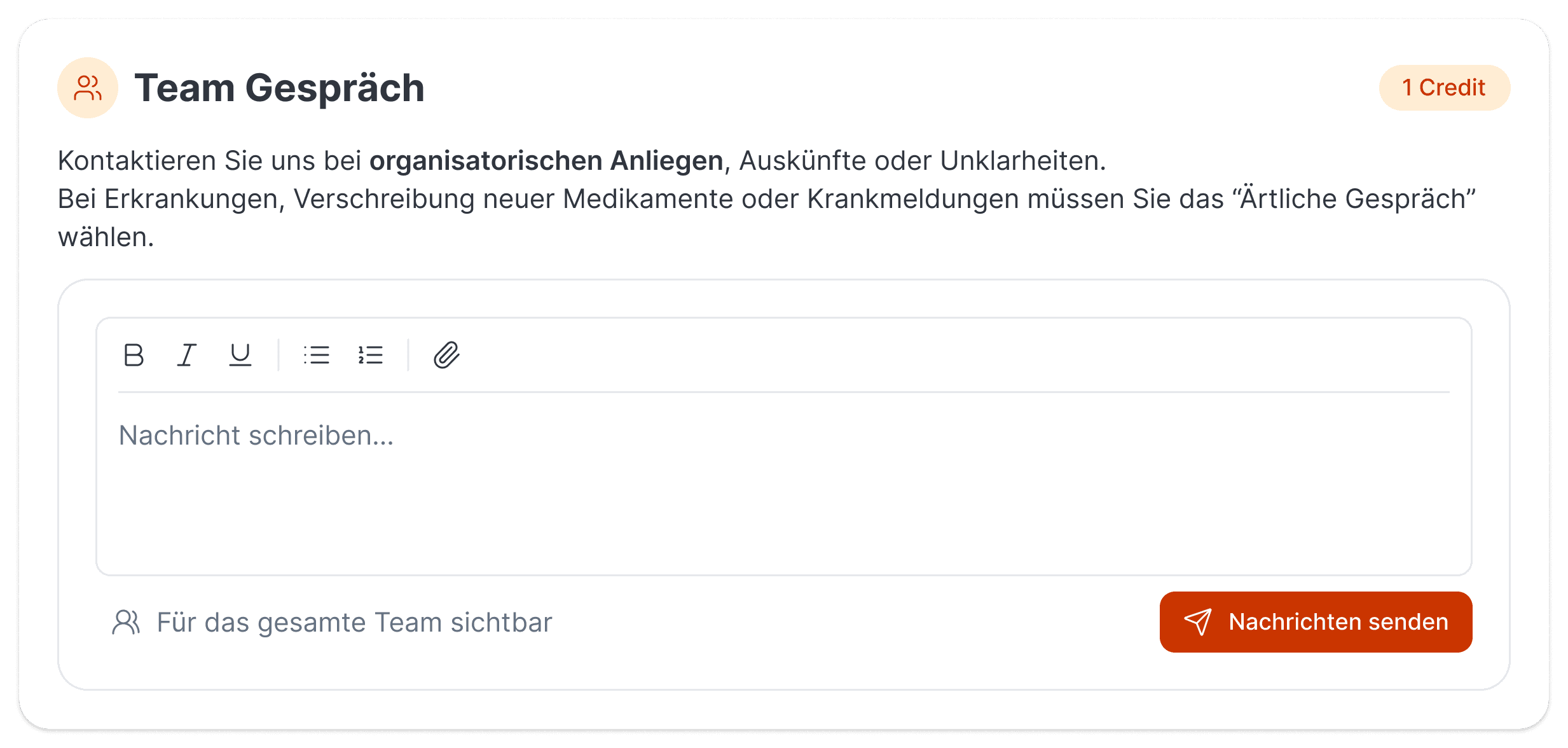 37.clinic - Team Gespräch Anfrage
