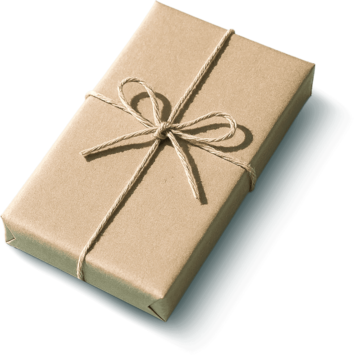 A book wrapped as a present in brown paper and twine