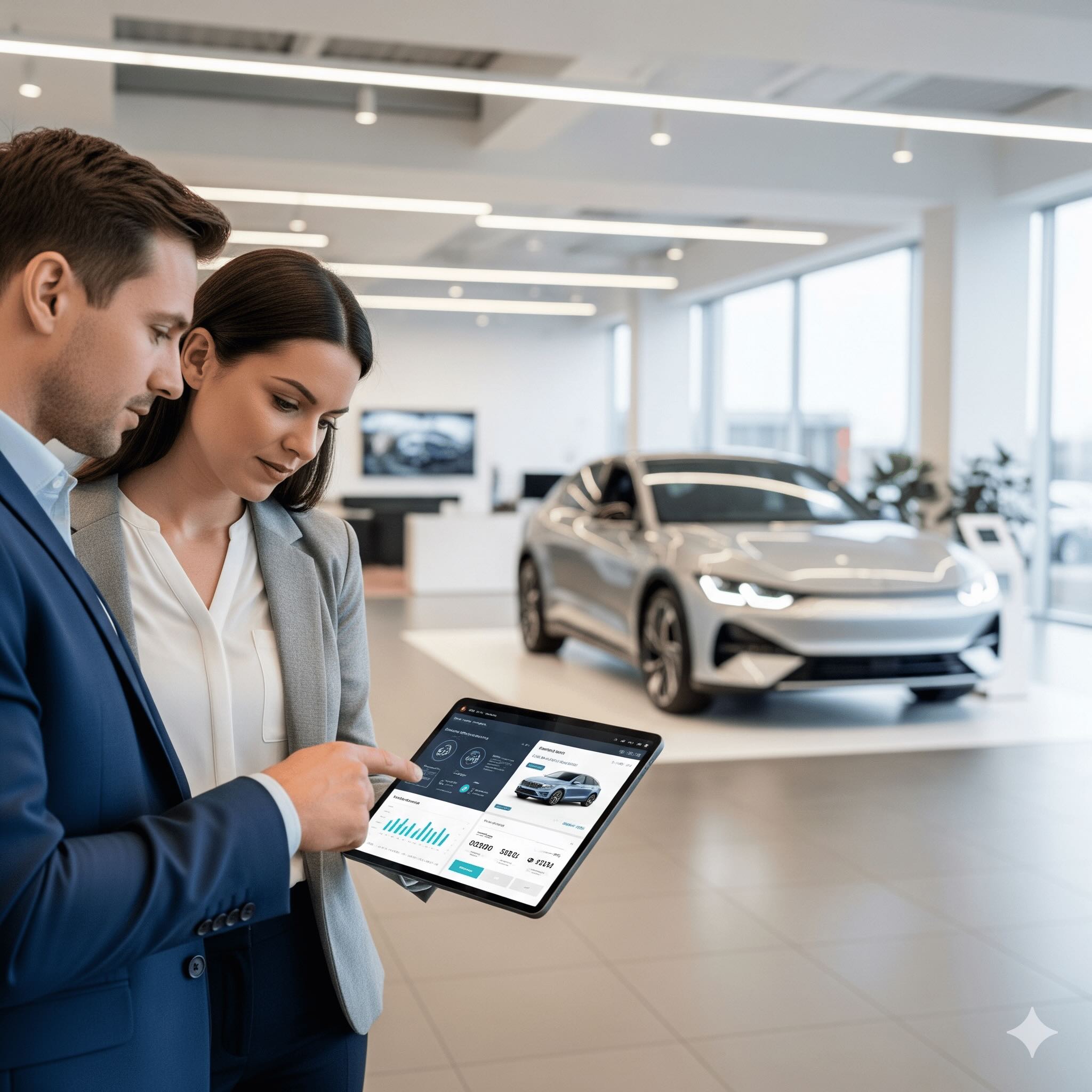 Image of Car Dealership and Tablet With ChatGPT
