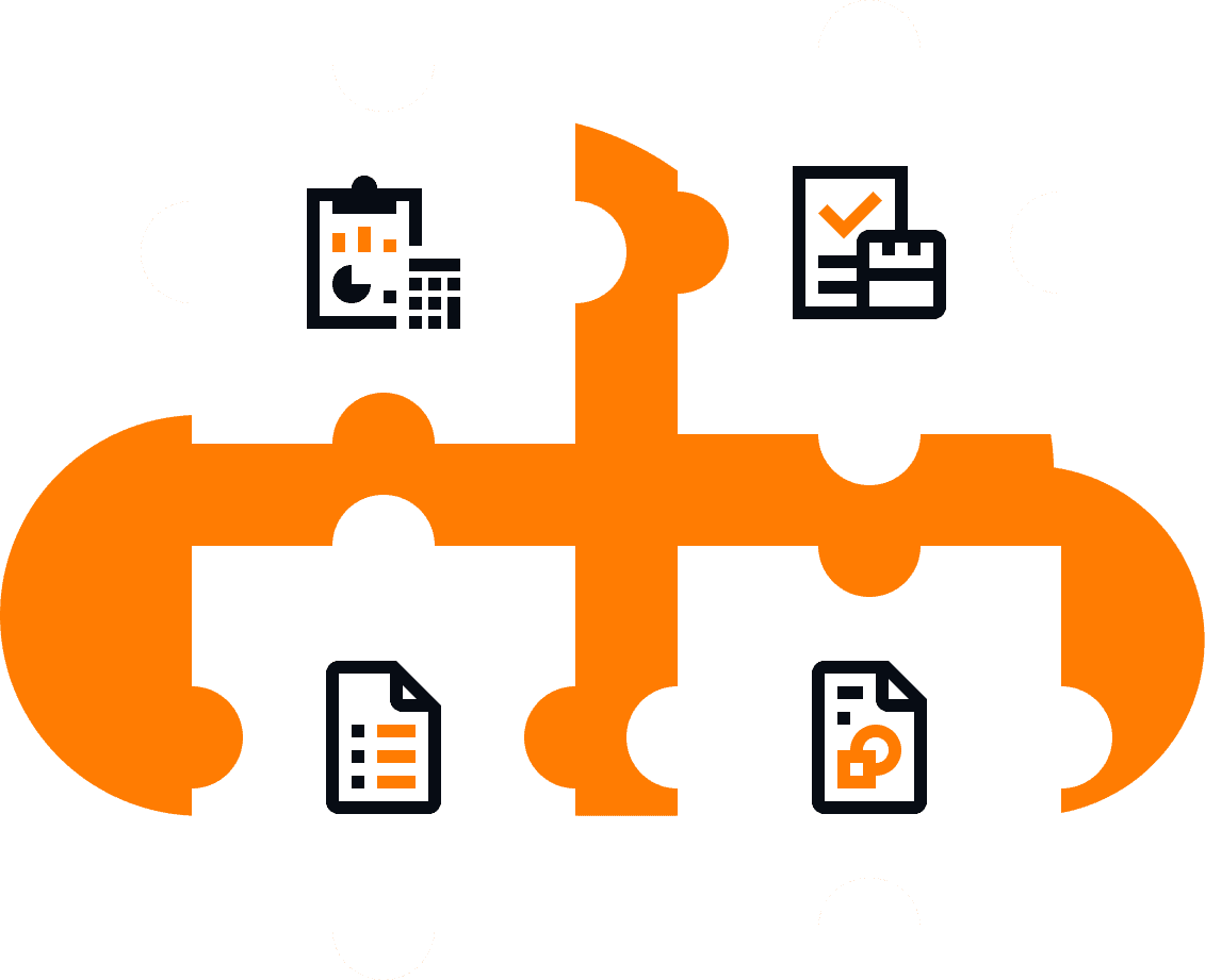 Grafik einer individuell zusamengefügten Handwerkersoftware