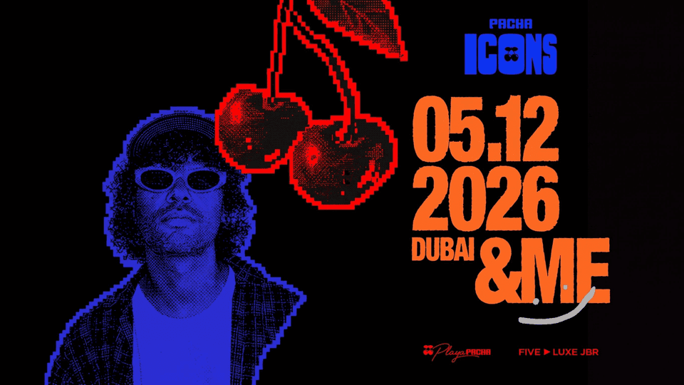 &ME Pacha ICONS poster for 5 December 2026 at Playa Pacha, FIVE LUXE JBR