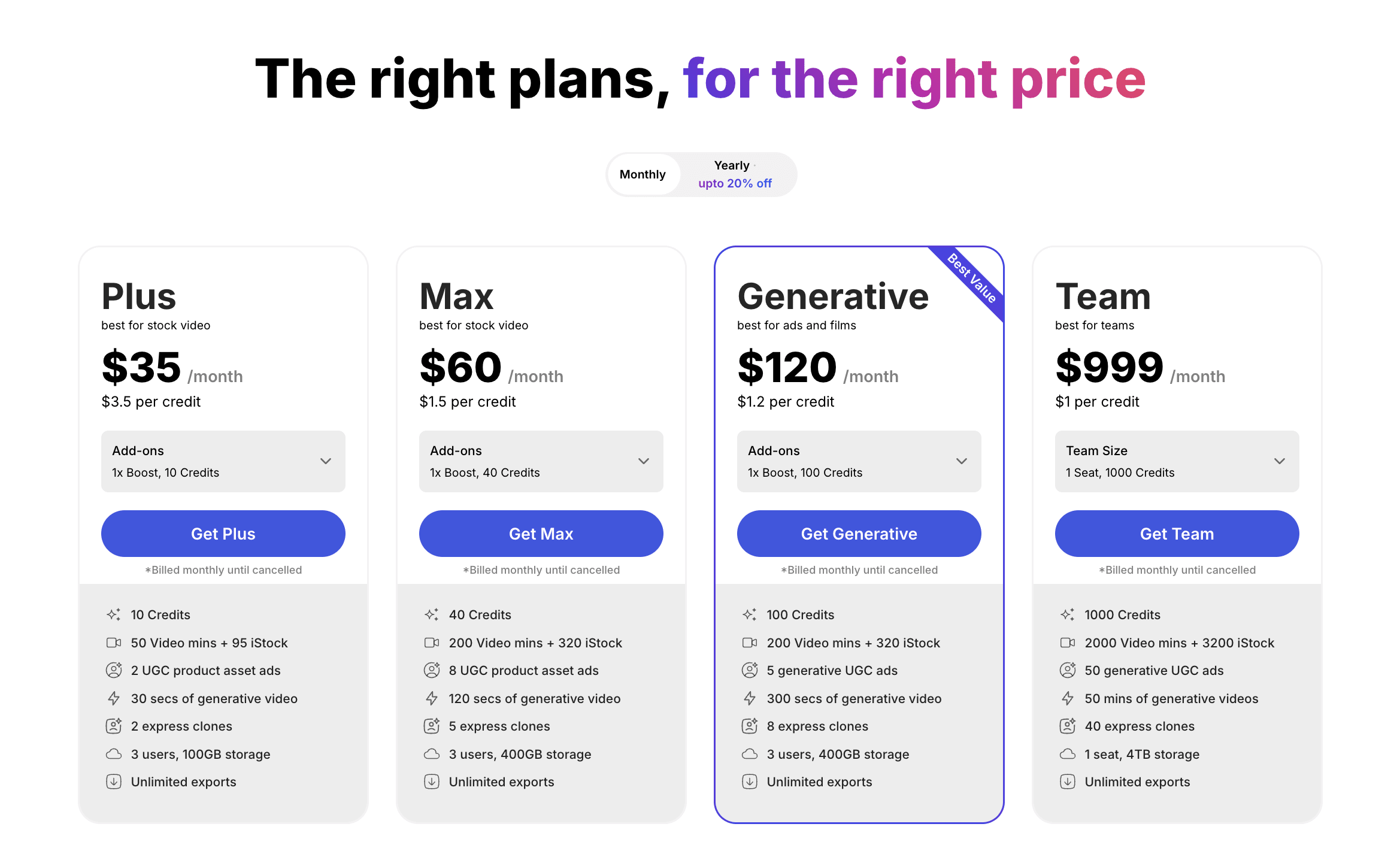 InVideo's pricing plans
