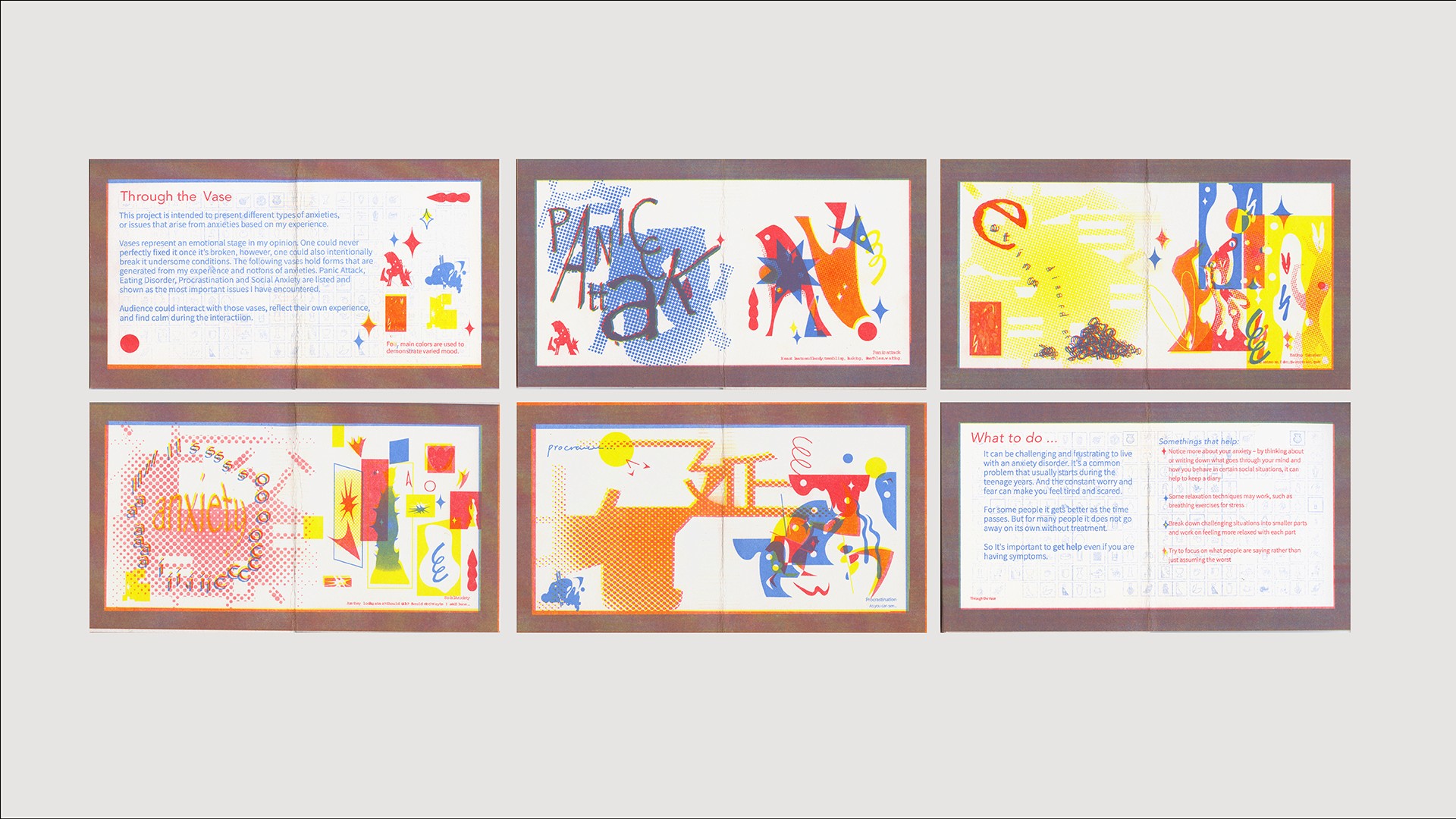 work process for colorful art piece