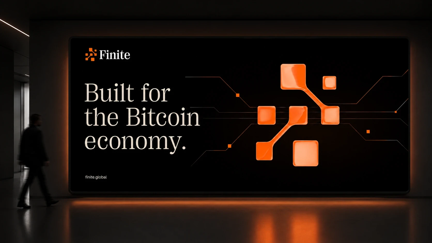 Finite Bitcoin brand identity presented as a billboard mockup