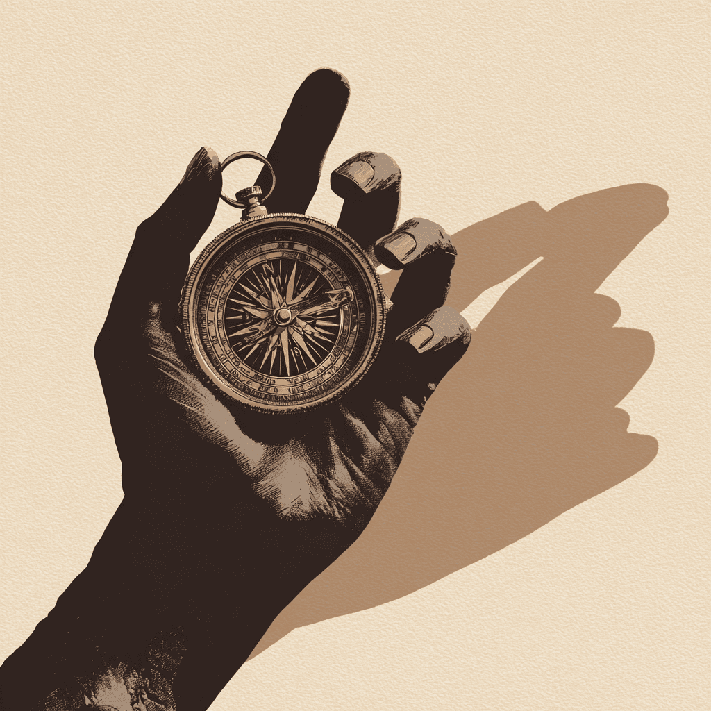 a hand with compass