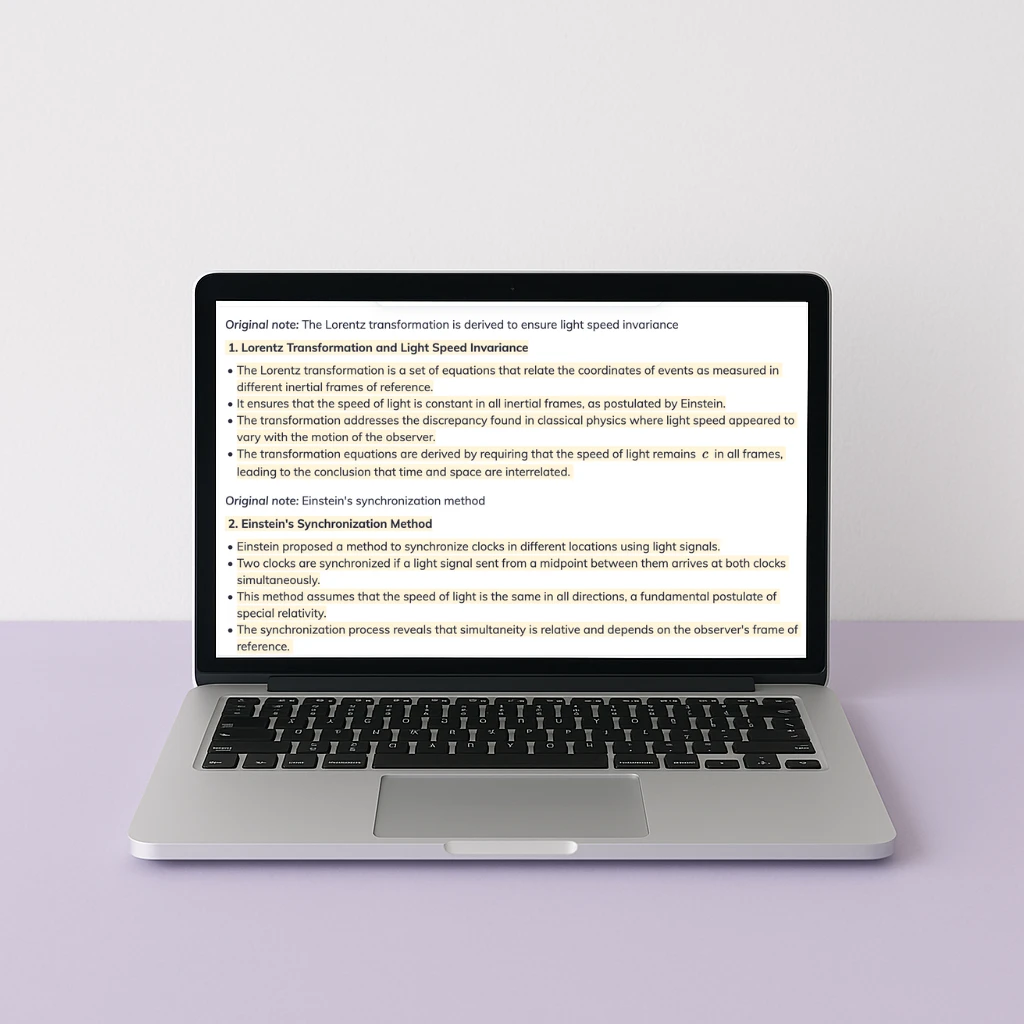 Laptop with lecture notes on the screen