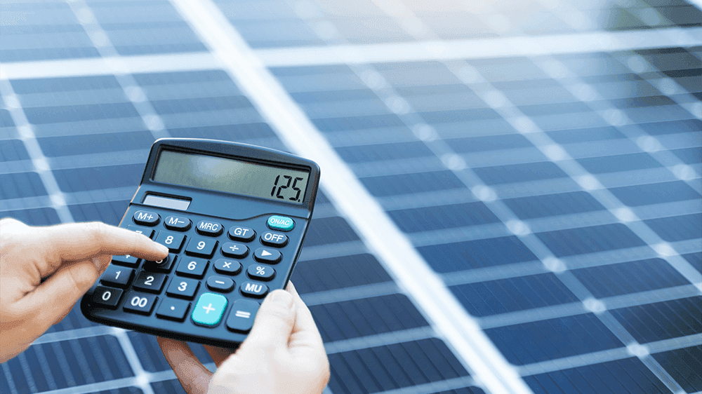 A calculator and solar panels