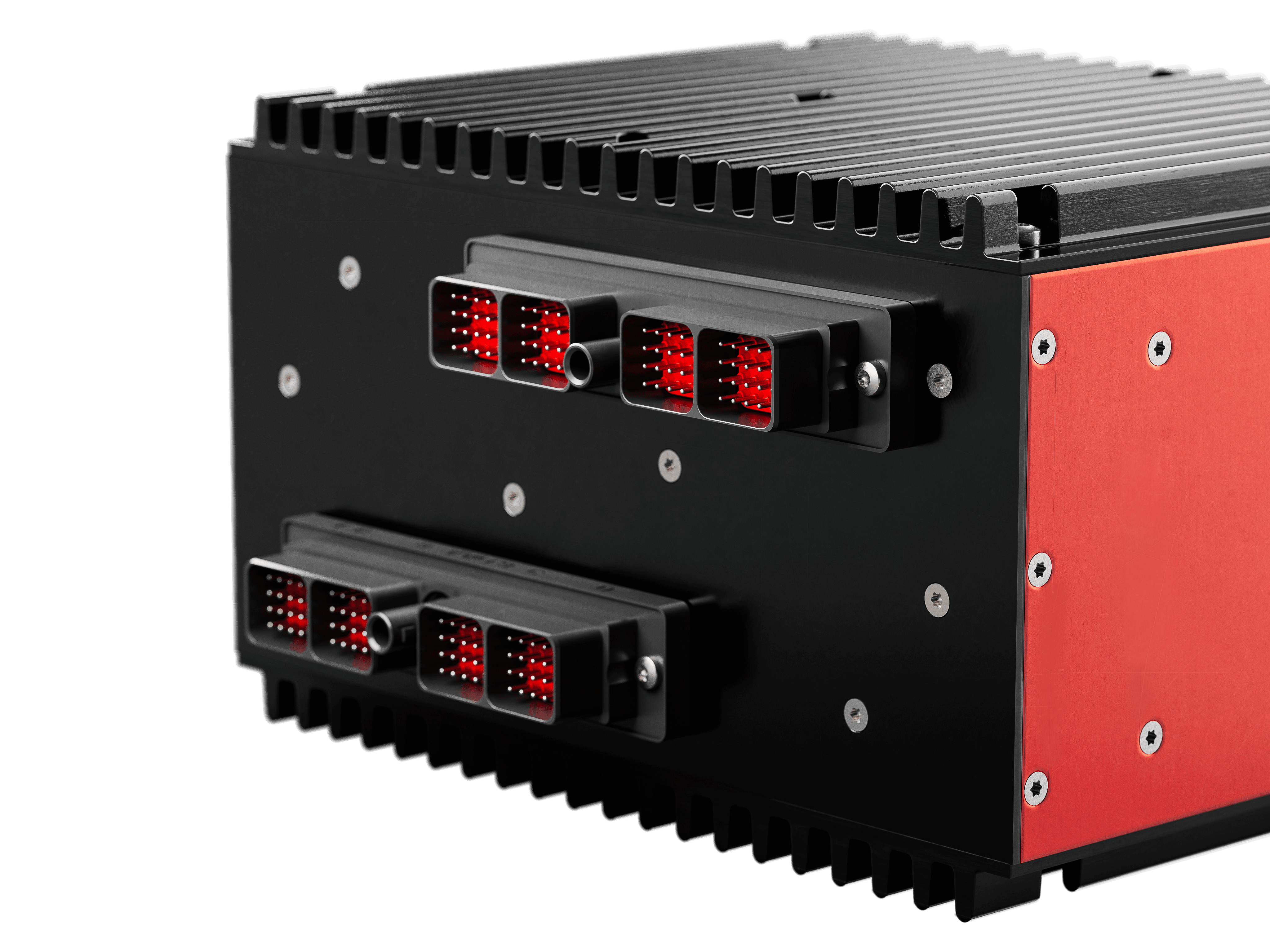 Close-up of Next Generation Flight Control Computer, front view.