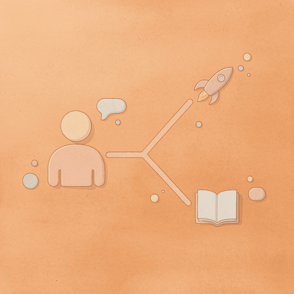 Split path icon showing choice between scaling without validation versus testing first - Programmatic SEO