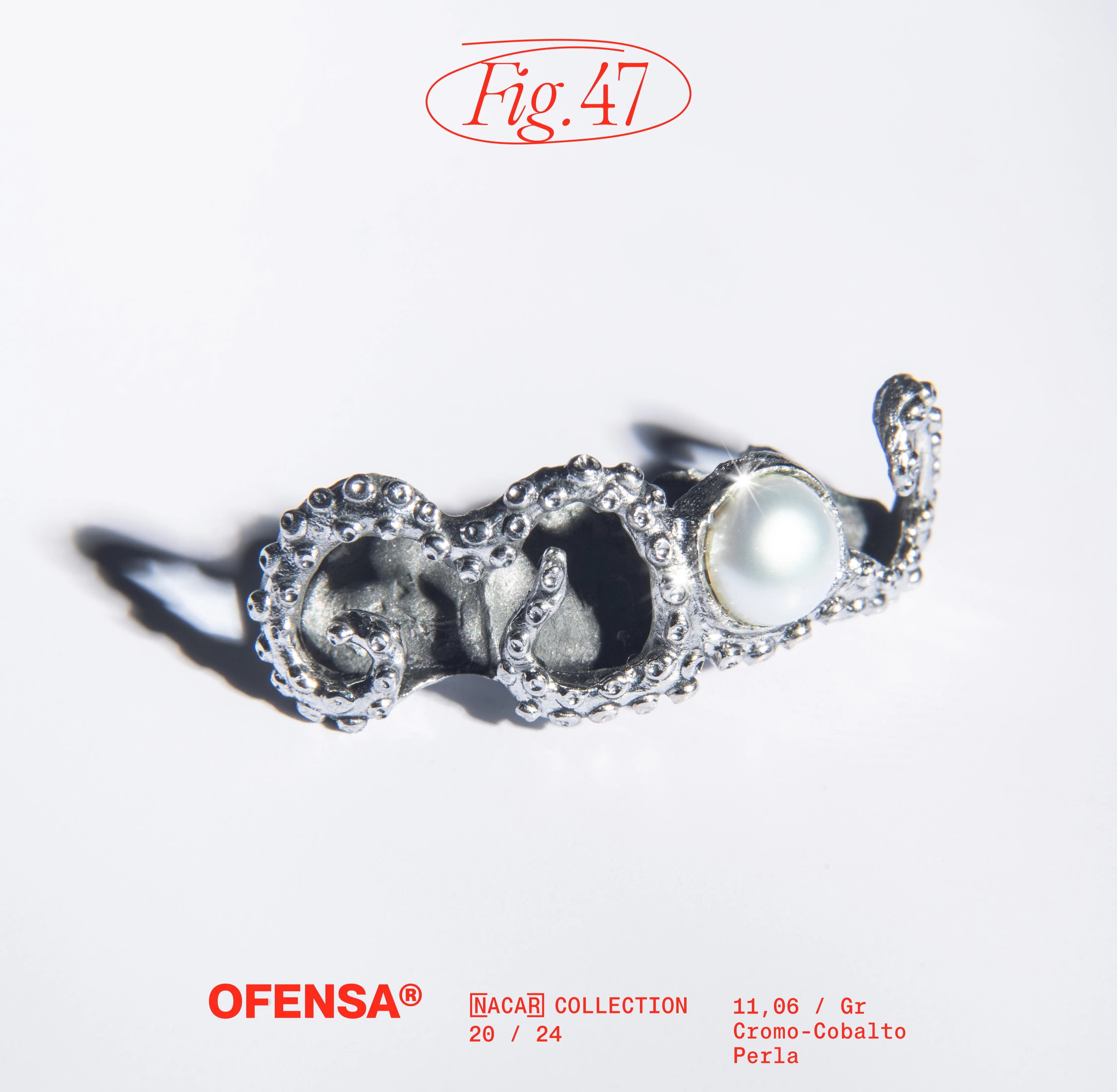 Grillz OFENSA con tentáculos de pulpo y una perla, parte de la colección NACAR.