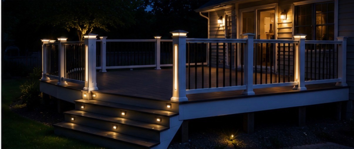 Finished deck with outdoor dining area