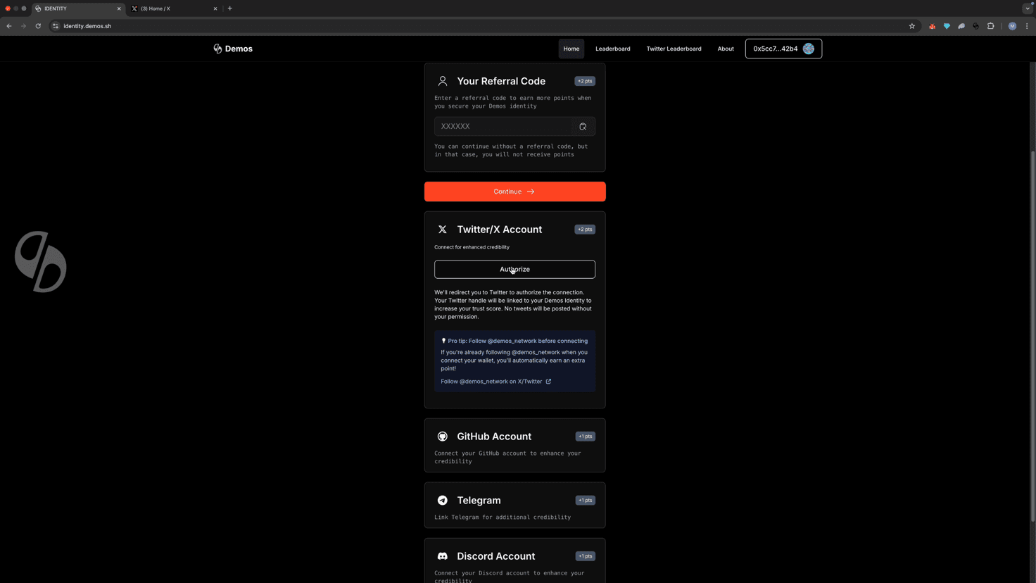 X/Twitter authorization button