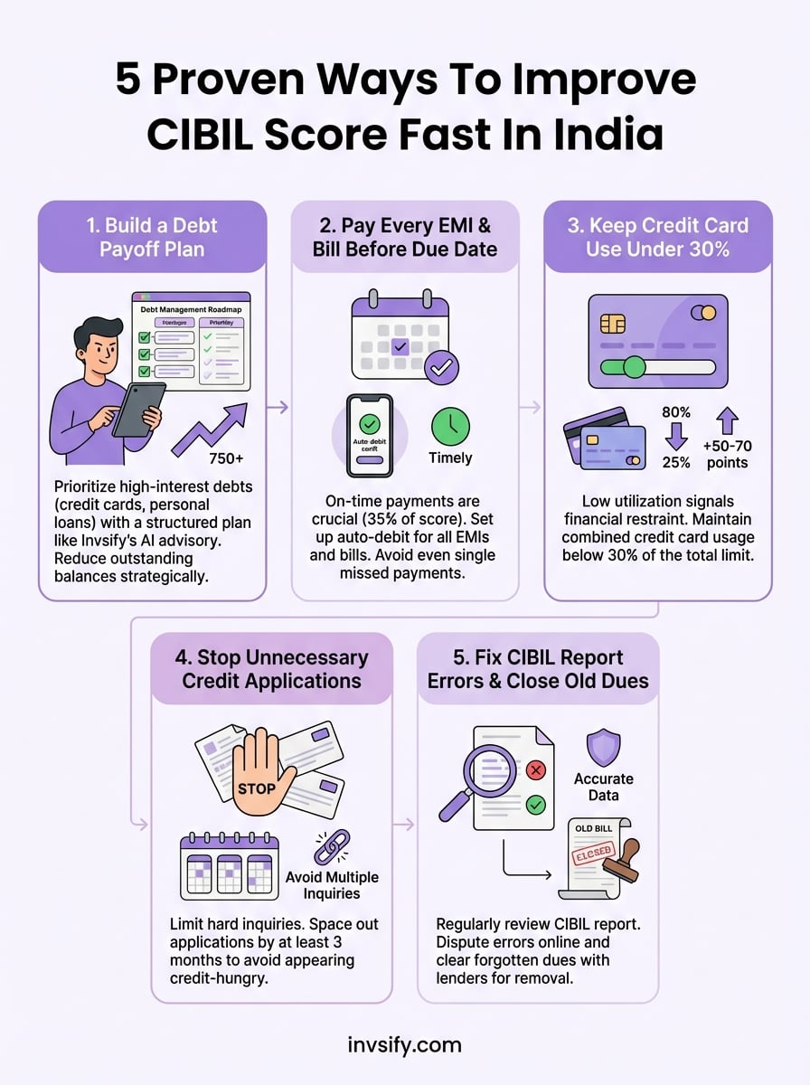 how to improve cibil score infographic