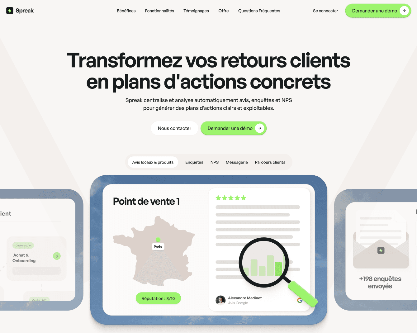 Hero section du site de Spreak
