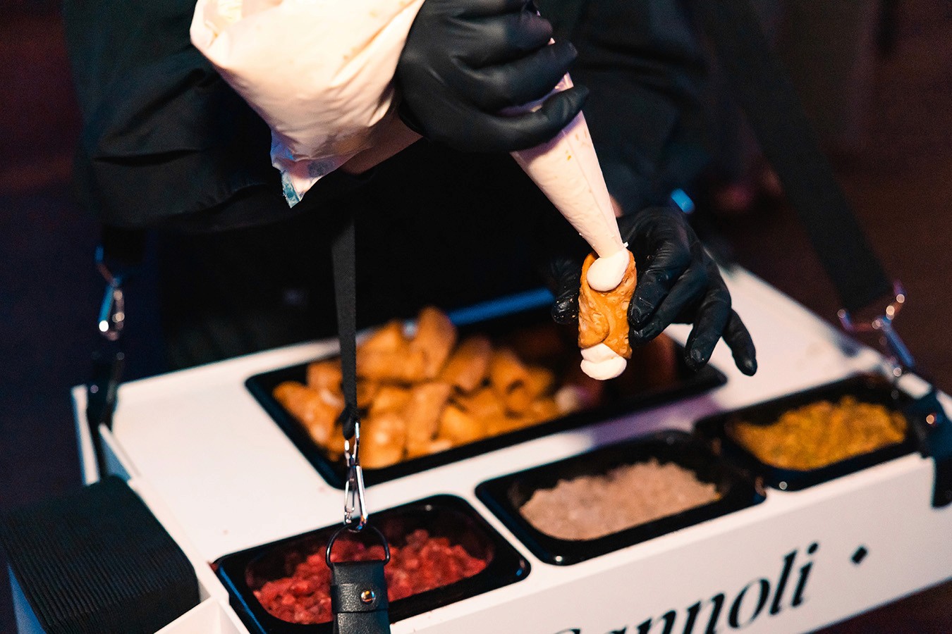 Roaming Cannoli service at a cocktail event